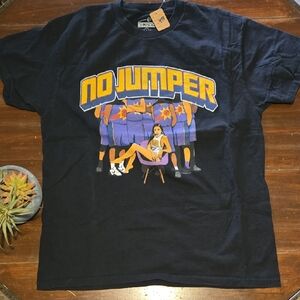 No Jumper Black Graphic Tee with Yellow & Purple Design #978